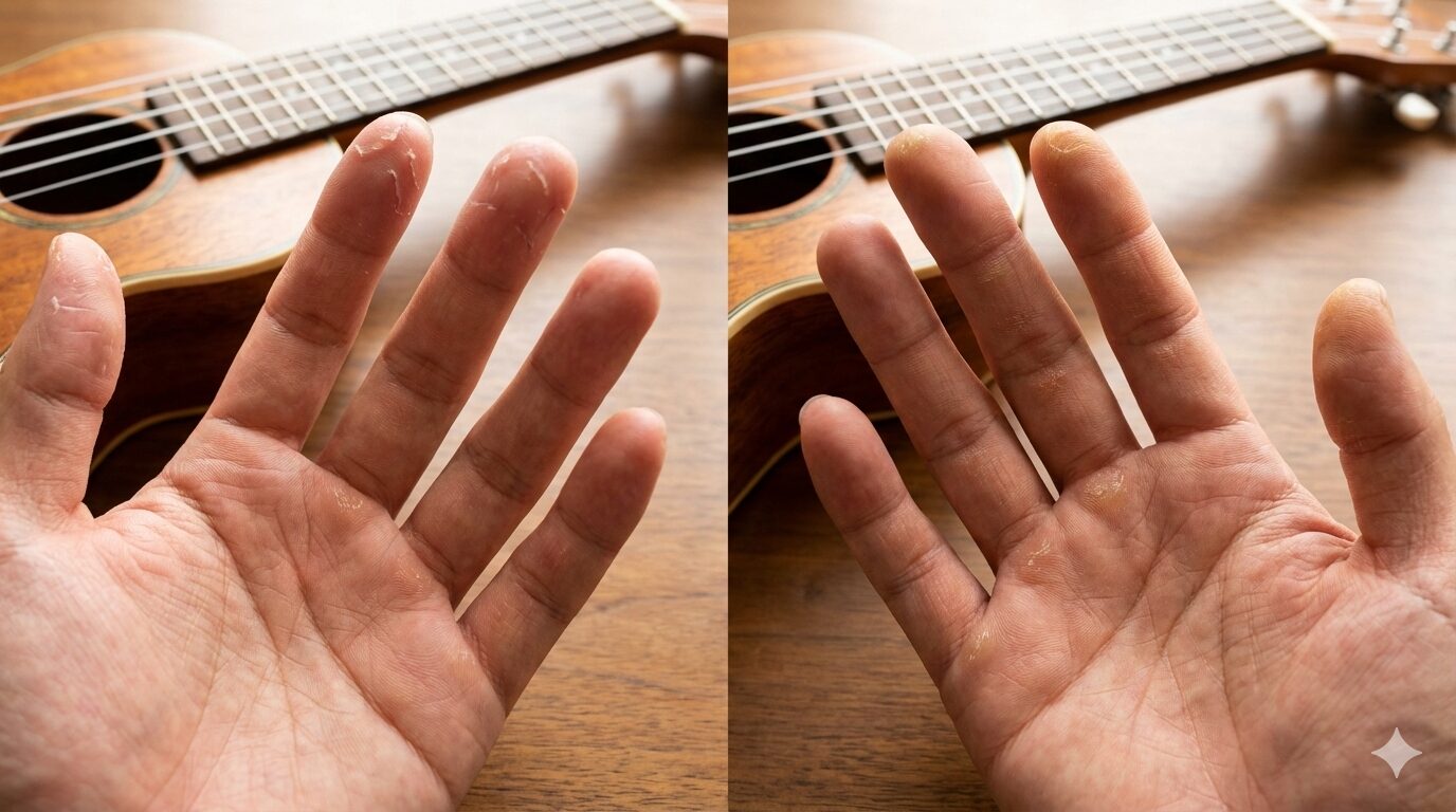 指の皮がむける痛い時期を乗り越えて「ギターダコ」を作る方法