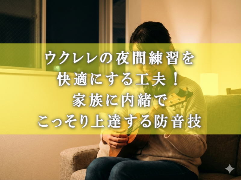 ウクレレの夜間練習を快適にする工夫！家族に内緒でこっそり上達する防音技