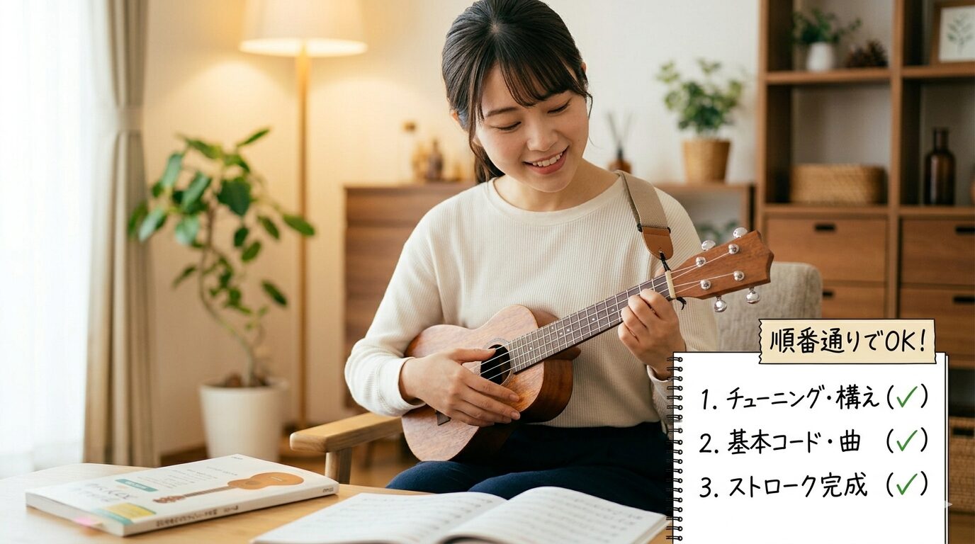 まとめ：ウクレレの練習方法がわからない時は順番通りに動くだけでいい